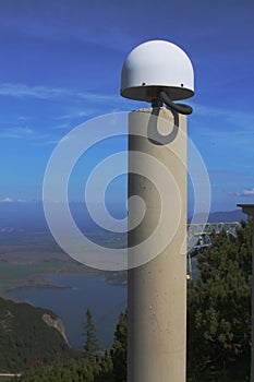 GPS antenna for geodetic measurements at a mountain peak