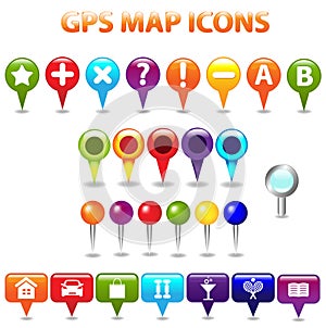 GPS Color Map Icons. Vector