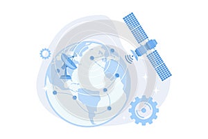 Gps coverage area. Earth observation. Space communications idea,