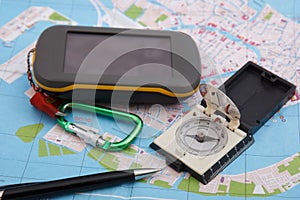 GPS device compass and map