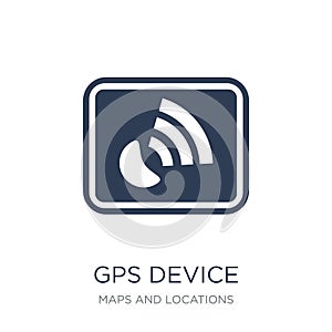 Gps device icon. Trendy flat vector Gps device icon on white background from Maps and Locations collection