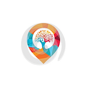 GPS and people tree vector logo design.