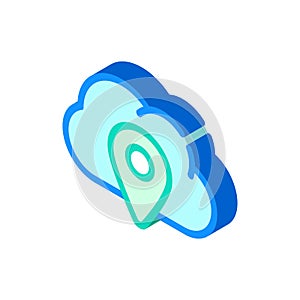 Gps location cloud storage isometric icon vector illustration