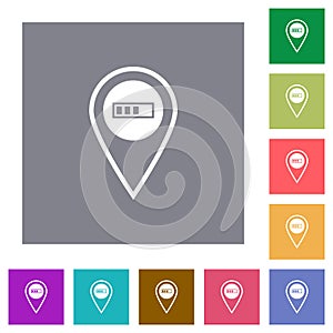 GPS location processing square flat icons
