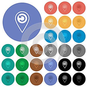 GPS location undo round flat multi colored icons