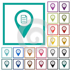 GPS map location details flat color icons with quadrant frames photo