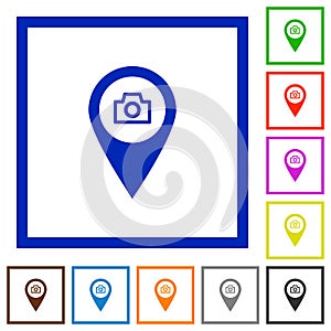 GPS map location snapshot flat framed icons