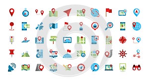 Gps map and navigation icons collection