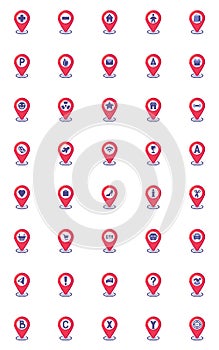GPS map pointer collection, flat icons set