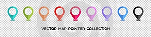 GPS Map Pointer Set - Colorful Vector Illustrations Isolated On Transparent Background