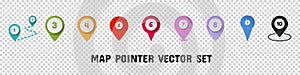 GPS Map Pointer Set - Different Colorful Vector Illustrations Isolated On Transparent Background