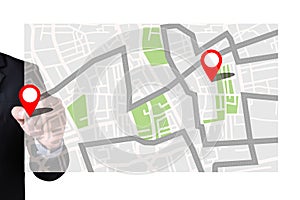 GPS Map to Route Destination Location,Street Map with GPS Icons