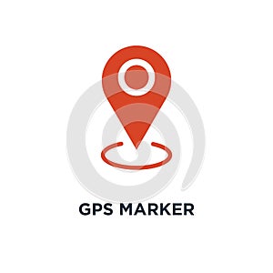 gps marker icon. map pin orange concept symbol design, vector il