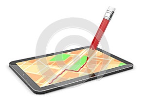 GPS mobile device 3d. lay a course. Isolated