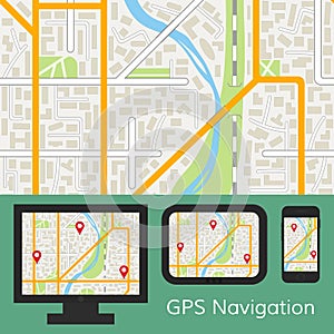GPS navigation app on different devices.