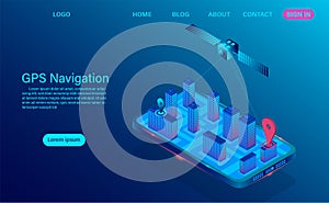 GPS navigation app on smartphone concept