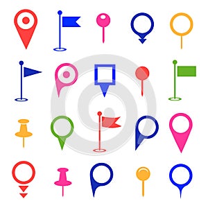 GPS and Navigation colored Icons on white background. Vector