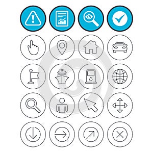 GPS navigation icons. Car and Ship transport.