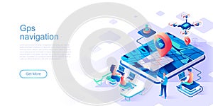 GPS navigation landing page vector template.