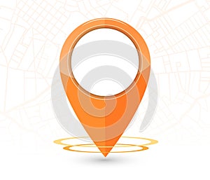 GPS. navigation mockup orange color on street map background