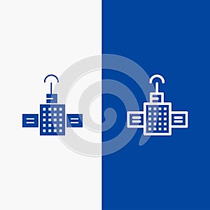 Gps, Navigation, Satellite Line and Glyph Solid icon Blue banner Line and Glyph Solid icon Blue banner