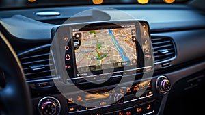 GPS navigator on the dashboard of a modern car
