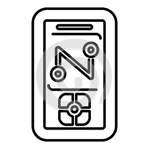 Gps navigator device showing route on screen with buttons