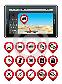 GPS navigator with the pointer autoservice.