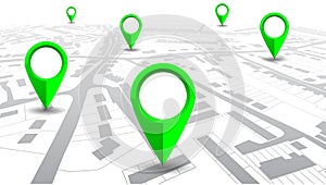 GPS navigator pointer on city map - vector