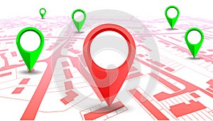 GPS navigator pointer on city map - vector