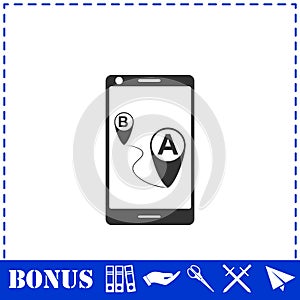 GPS phone icon flat