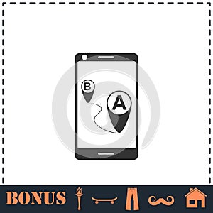 GPS phone icon flat