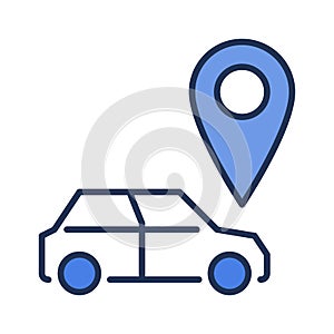 GPS Pin and Car vector Location concept blue icon