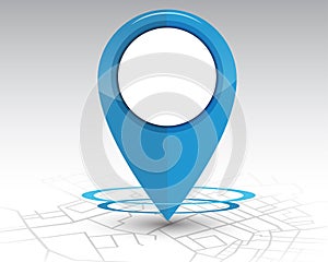 GPS pin checking location blue color on map photo