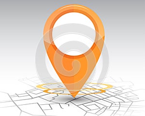 GPS pin checking location orange color on map photo