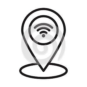 GPS, pin, location, signal fully editable vector icon