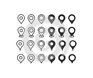 Gps pointer icon set. Navigation pin symbol. Sign location map vector