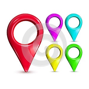 Gps Pointer Multicolored Place Location Set Vector