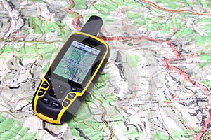 GPS receiver and map.