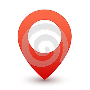 Gps red pin. Map marker or travel symbol vector icon on white background photo