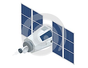 GPS satellite. Flat 3d vector isometric illustration. Wireless satellite technology.