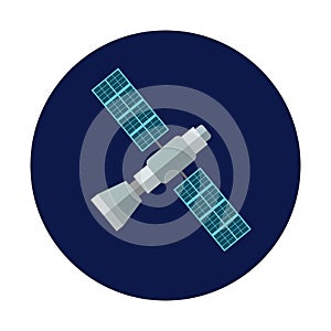 GPS satellite. Flat design. World global net. Vector.