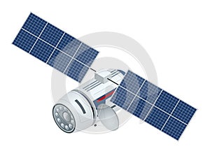 GPS satellite. Flat vector isometric illustration. Wireless satellite technology.