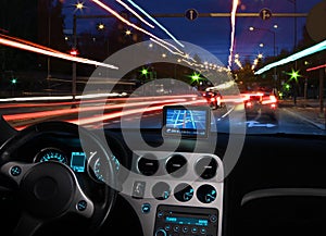 Gps satellite navigator in car