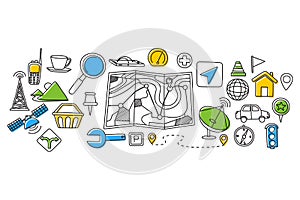 GPS system concept for web design template