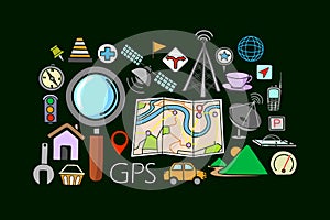 GPS system concept for web design template