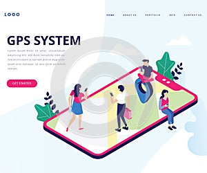 GPS System for Tracking Location Isometric Artwork Concept