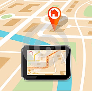GPS technology laying of a route travel, tourism navigation
