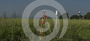 GPS tools in nettle field in hot summer