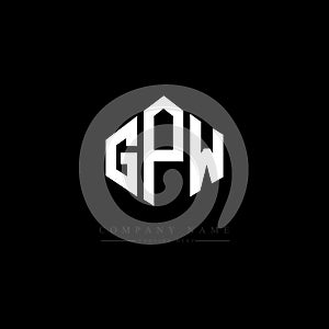 GPW letter logo design with polygon shape. GPW polygon and cube shape logo design. GPW hexagon vector logo template white and